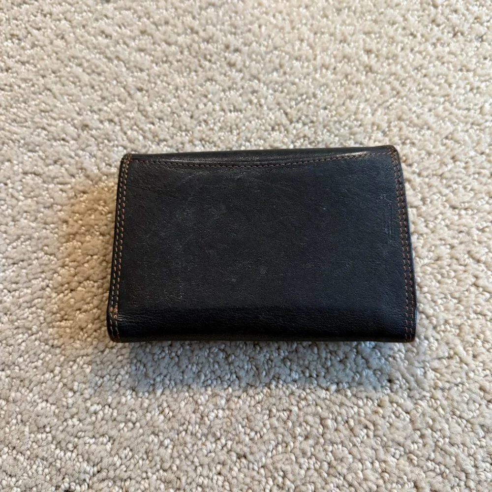 Lloyd Baker Women's Leather Wallet Multi Fold Black 2 Flaps and Zip Coin Pocket